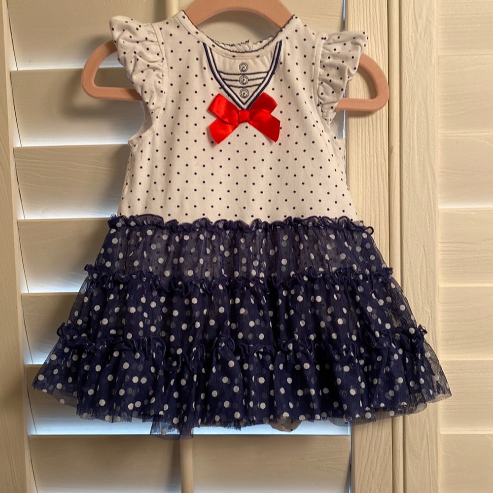 Little Girl Navy with white dots 9 months